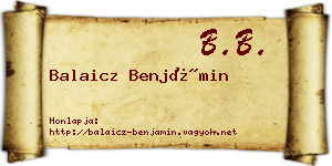 Balaicz Benjámin névjegykártya